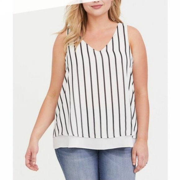 Torrid | Georgette White Black Swing Top - Picture 9 of 9